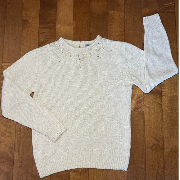 American Vintage 90’s Fantistic silk angora sweater  sequins & beading size M - Picture 3 of 13